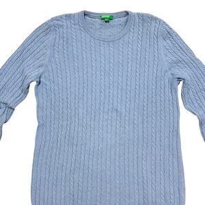 United Colors of Benetton Women's Cable Knit Sweater Light Blue XS/Small Italian